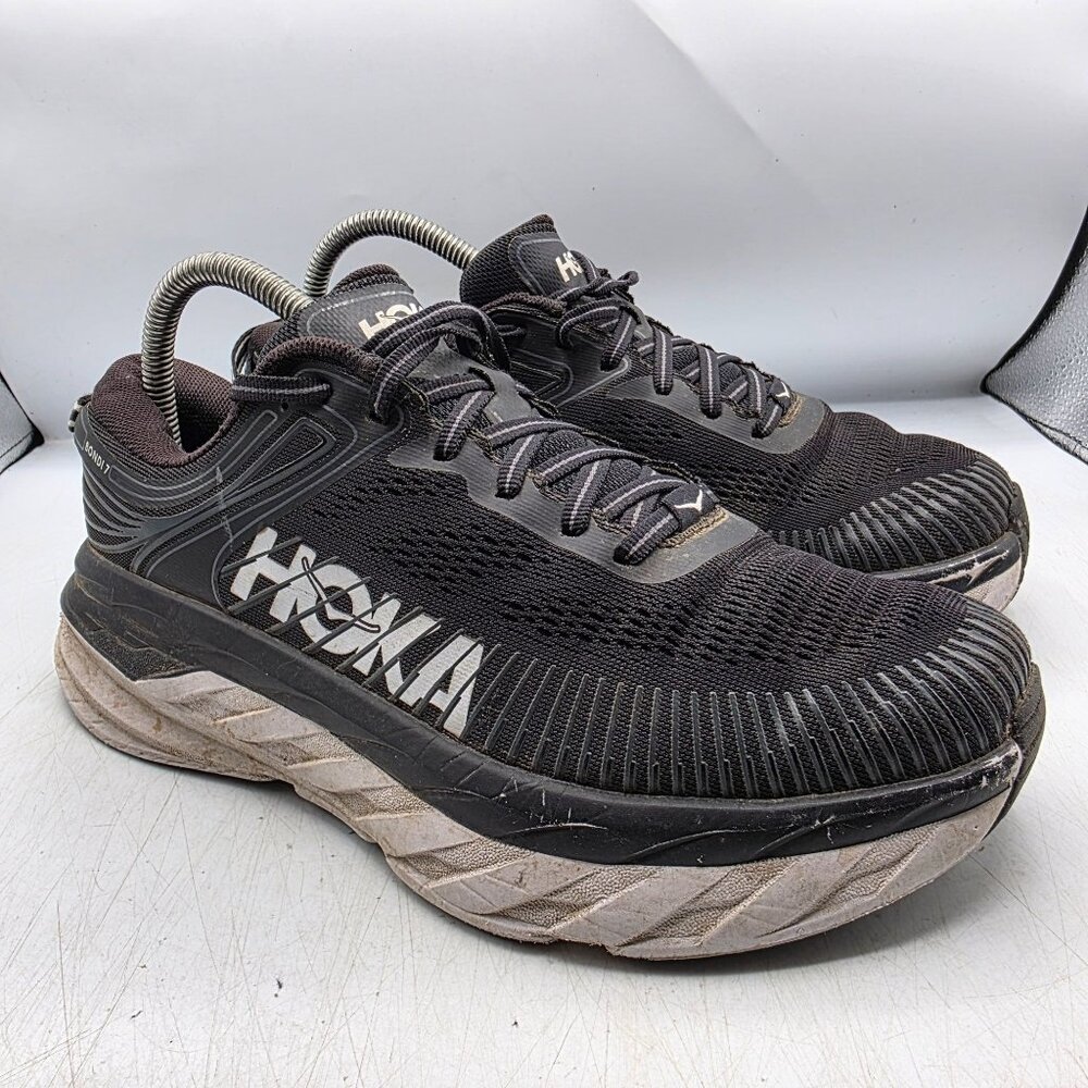 Hoka One One Bondi 7 Womens Size 8 D Wide Black Athletic Shoes Walking Outdoors